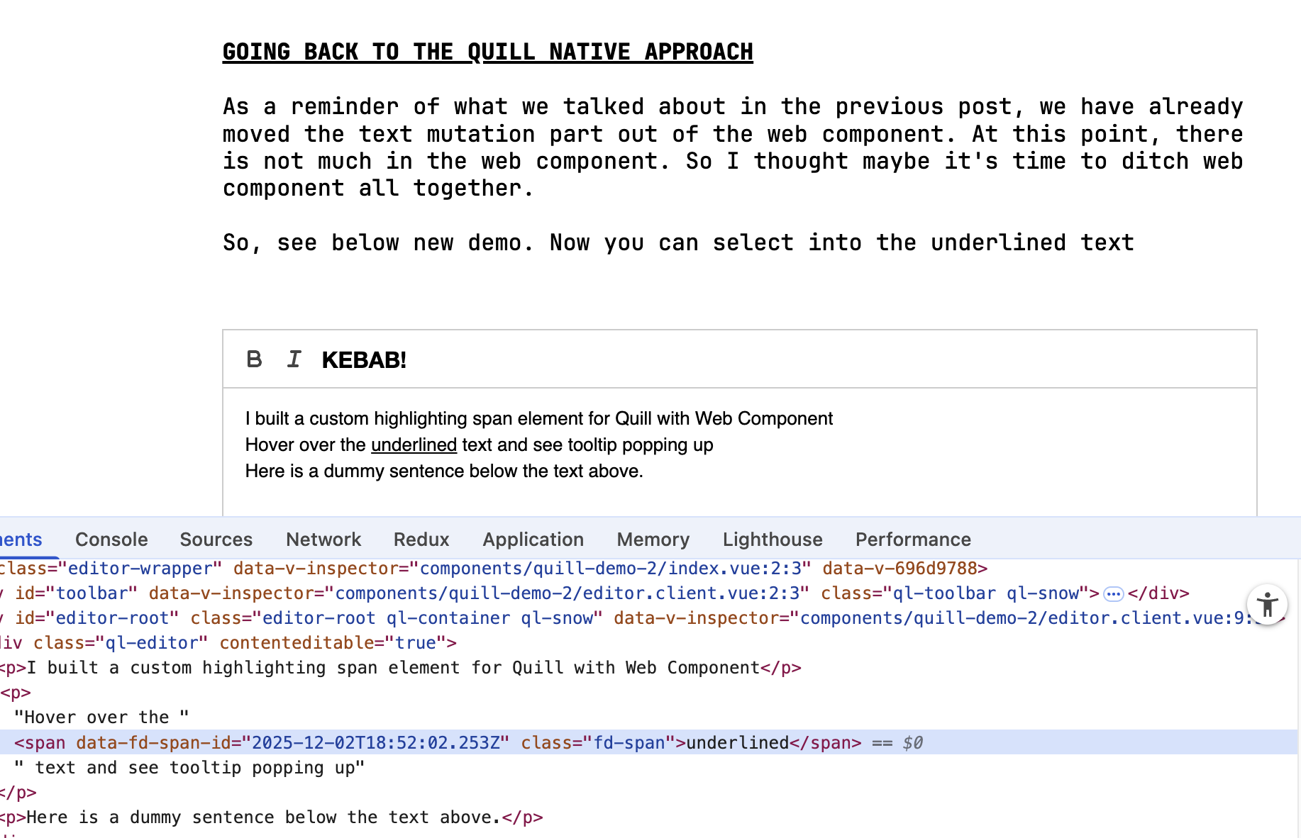 Custom component in Quill